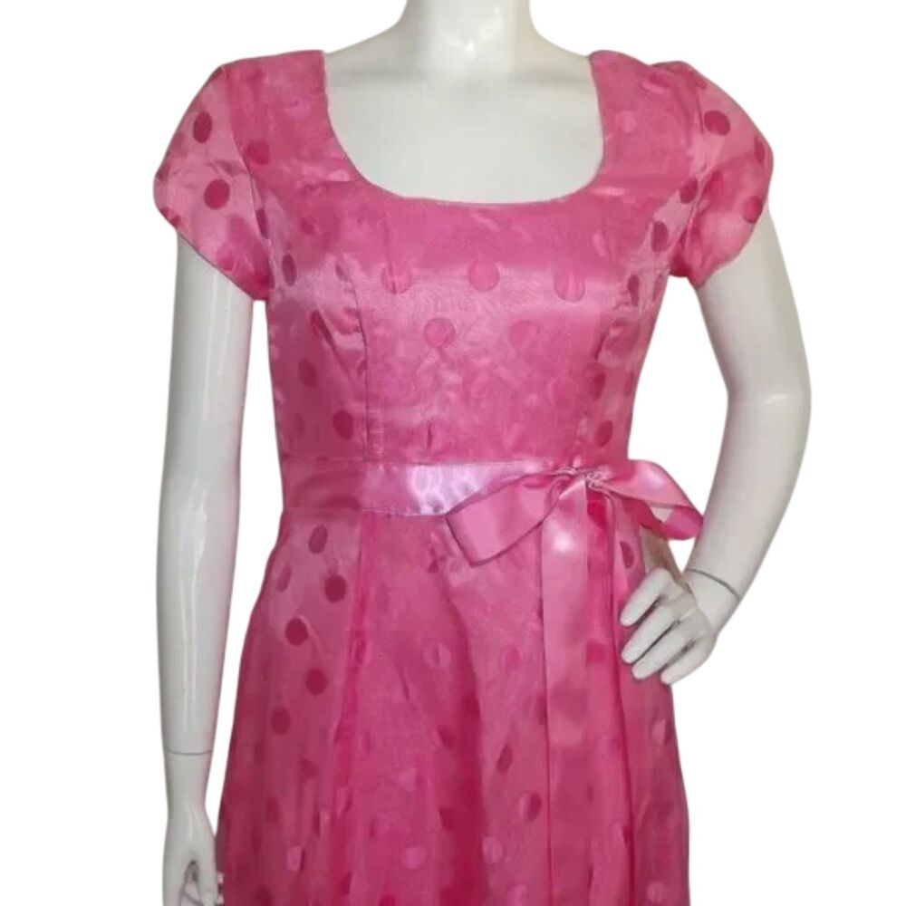 new JODY of CALIFORNIA Prom Dress, XS, Bold Pink, Polka Dots, Maxi, Cap sleeve - Picture 2 of 10